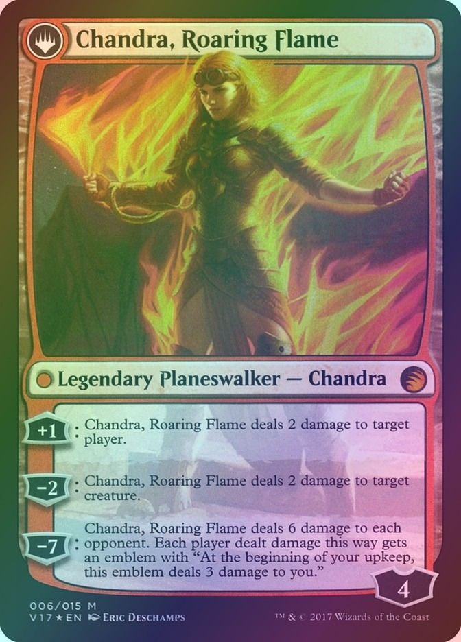 Chandra, Fire of Kaladesh // Chandra, Roaring Flame (V17) (6) / Foil — cara 2 de 2