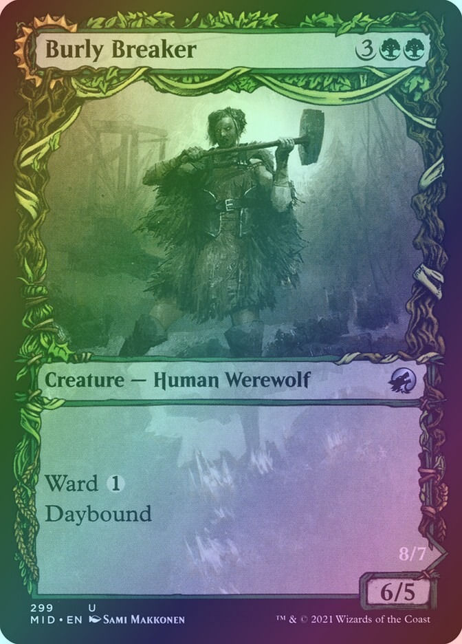 Burly Breaker // Dire-Strain Demolisher (MID) (299) / Showcase / Foil — cara 1 de 2