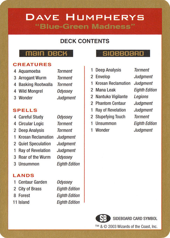 Dave Humpherys Decklist (WC03) (dh0b)