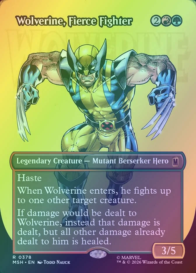 Wolverine, Fierce Fighter (MSH) (378) / Borderless / Foil