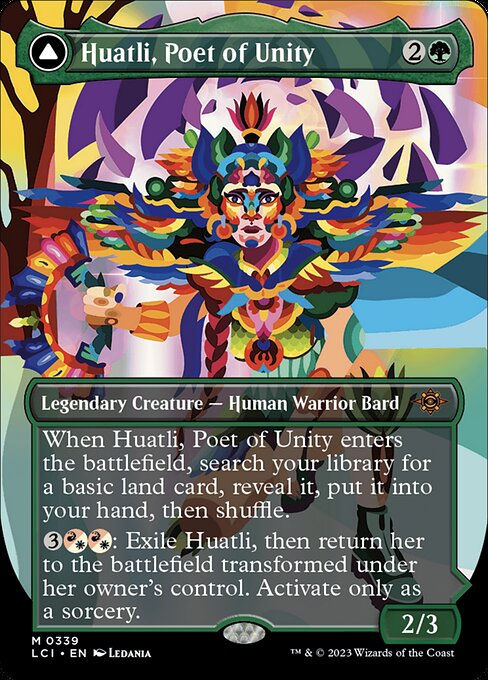 Huatli, Poet of Unity // Roar of the Fifth People (lci) / Borderless — cara 1 de 2