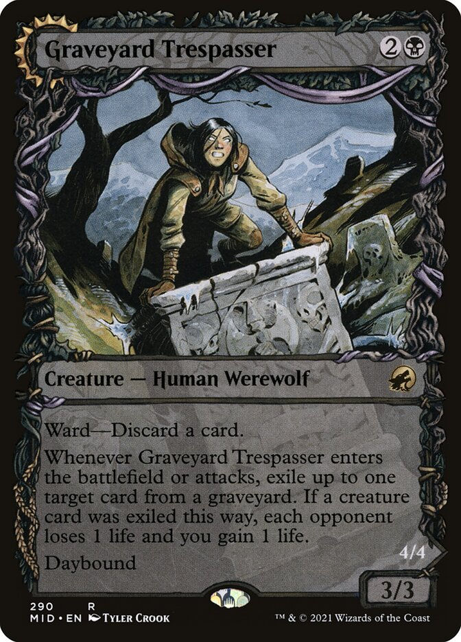 Graveyard Trespasser // Graveyard Glutton (MID) (290) / Showcase — cara 1 de 2
