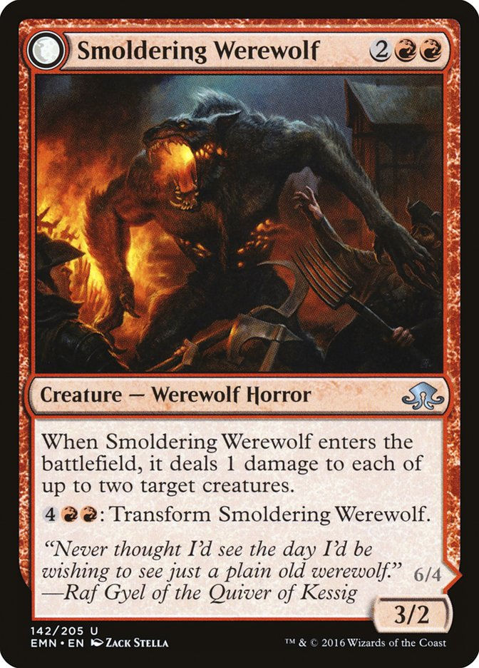 Smoldering Werewolf // Erupting Dreadwolf (EMN) (142) — cara 1 de 2
