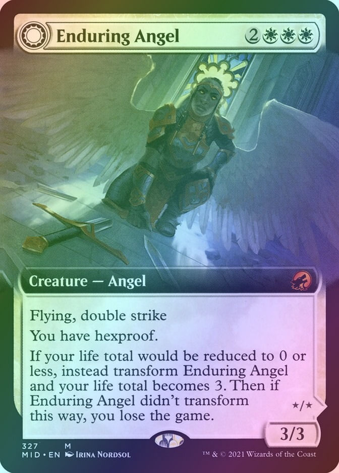 Enduring Angel // Angelic Enforcer (MID) (327) / Extended Art / Foil — cara 1 de 2