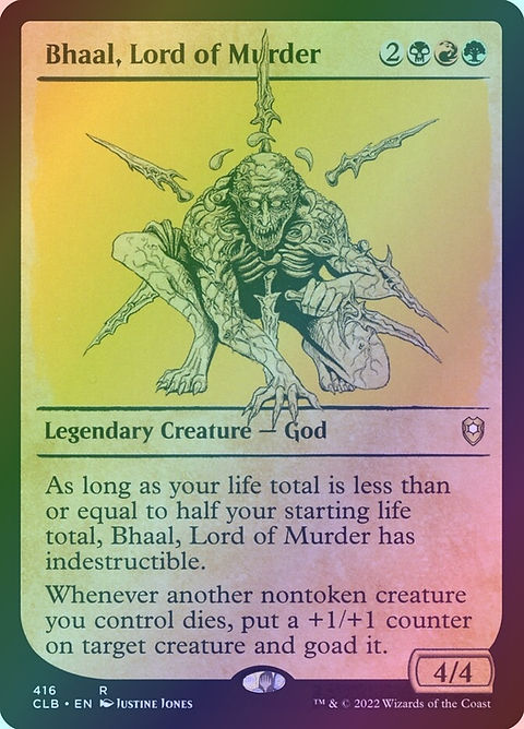 bhaal mtg card Bhaal, Lord of Murder Create a tapped 4/1 black Skeleton creature token with menace Bhaal, Lord of Murder MTG