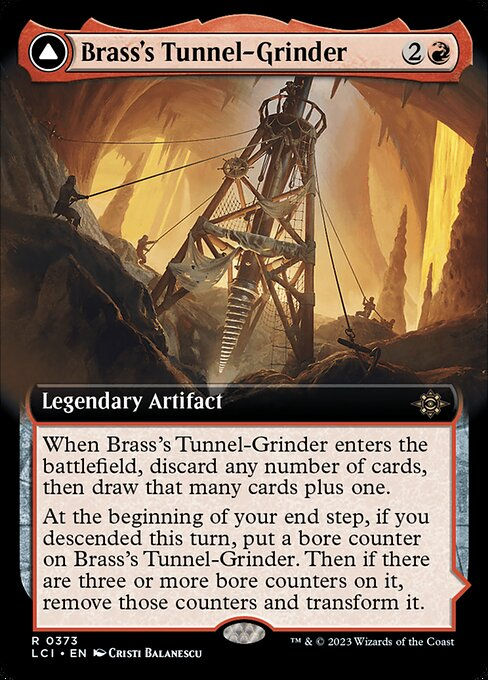 Brass's Tunnel-Grinder // Tecutlan, the Searing Rift (lci) / Extended Art — cara 1 de 2