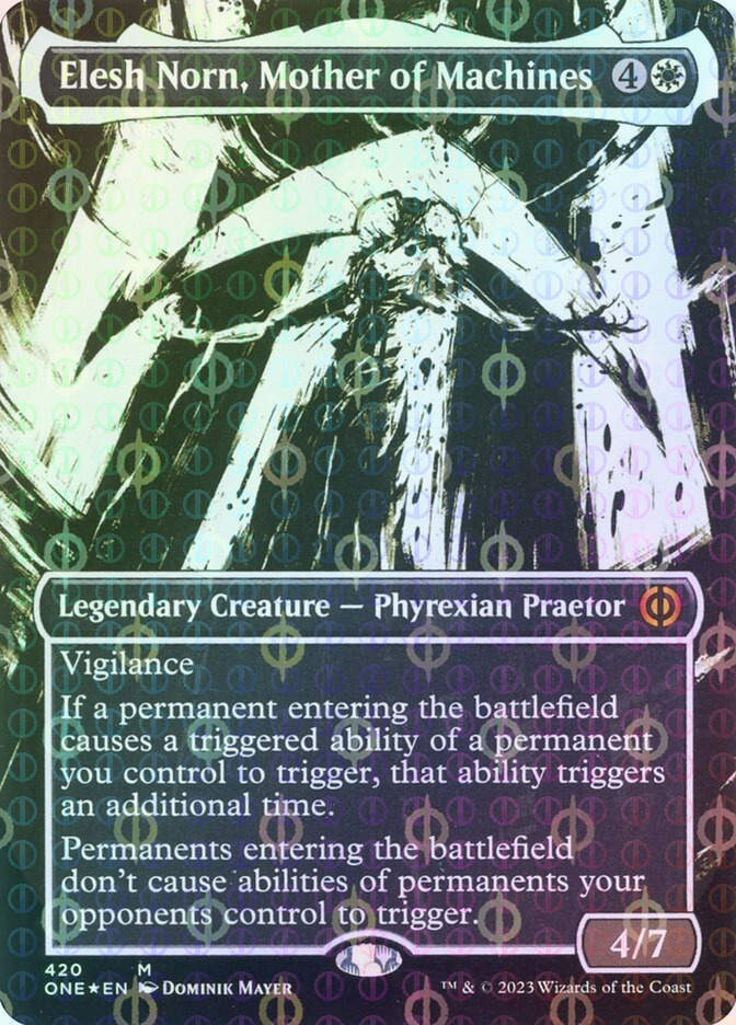 Elesh Norn, Mother of Machines (ONE) (420) / Borderless / Compleat Foil
