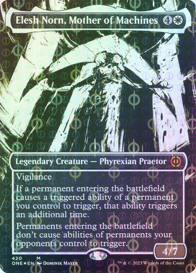 Elesh Norn, Mother of Machines (ONE) (420) / Borderless / Compleat Foil