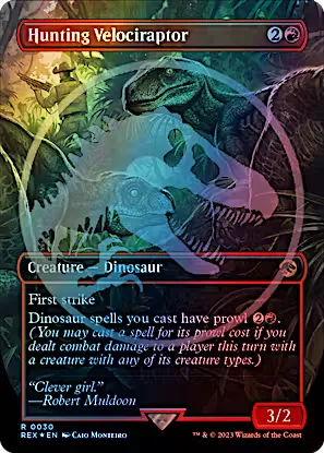 Hunting Velociraptor (rex) / Embossed Foil