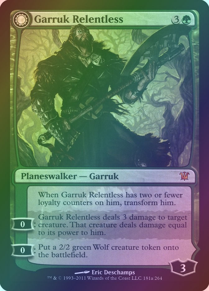 Garruk Relentless // Garruk, the Veil-Cursed (ISD) (181) / Foil — cara 1 de 2