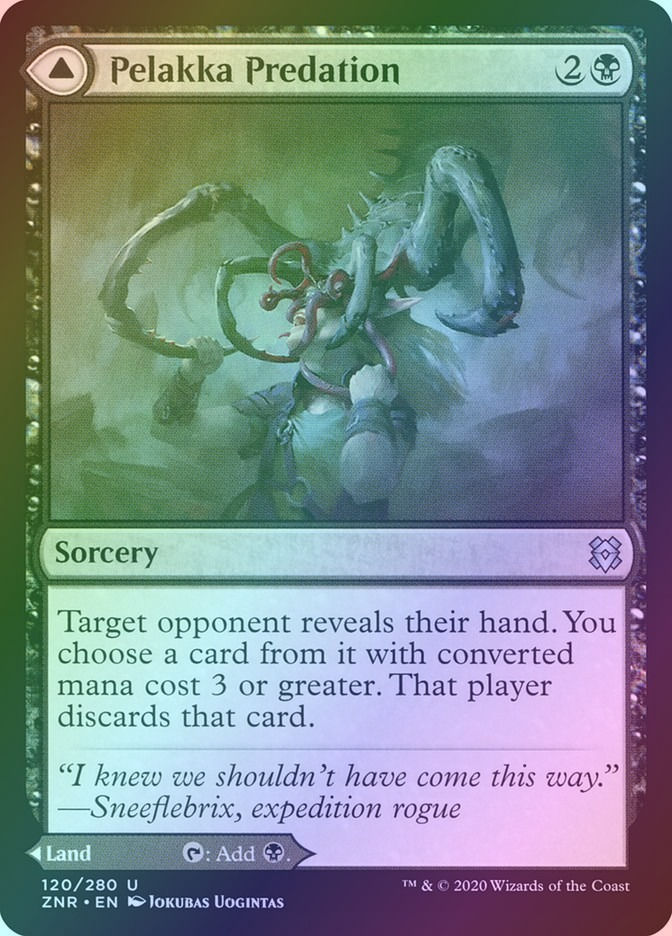 Pelakka Predation // Pelakka Caverns (ZNR) (120) / Foil — cara 1 de 2