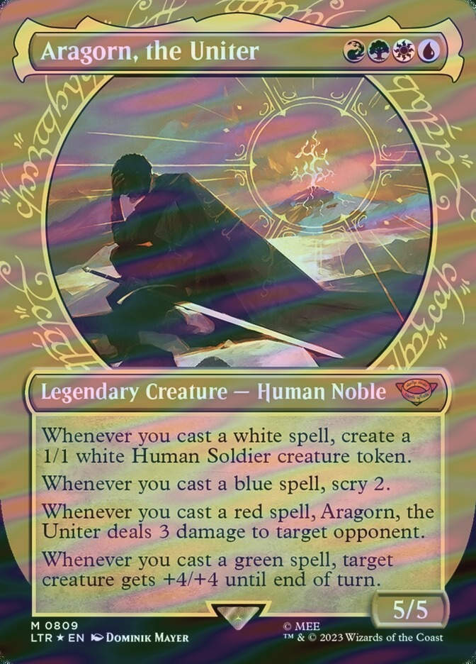 Aragorn, the Uniter (LTR) (809) / Borderless / Showcase / Surge Foil