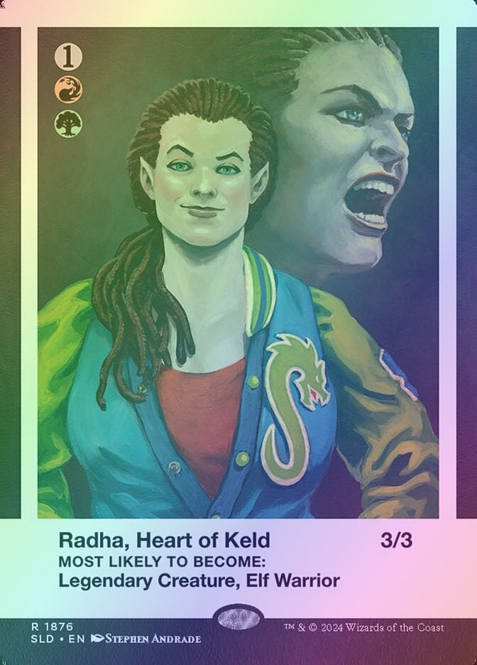 Radha, Heart of Keld // Radha, Heart of Keld (SLD) (1876) / Borderless / Foil — cara 1 de 2