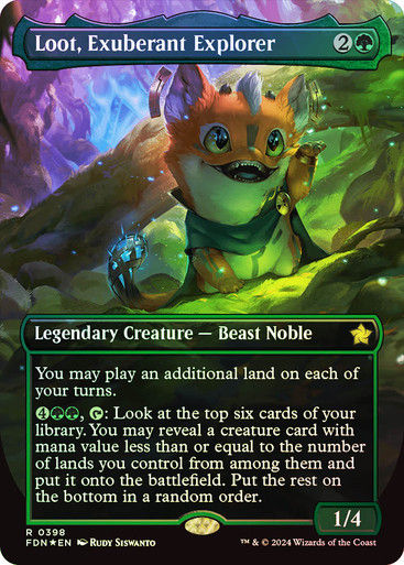 Loot, Exuberant Explorer (FDN) (398) / Mana Foil / Borderless