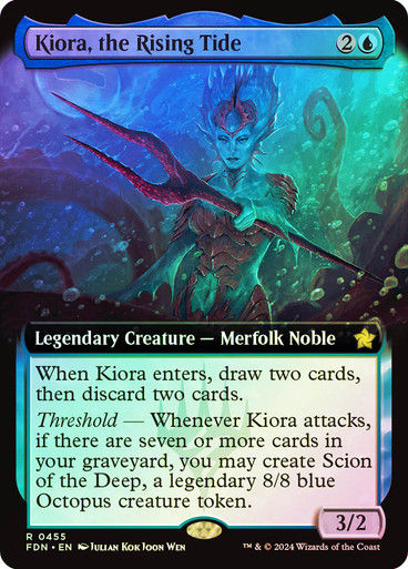 Kiora, the Rising Tide (FDN) (455) / Foil / Extended Art