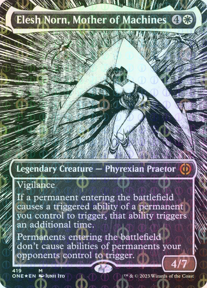 Elesh Norn, Mother of Machines (ONE) (419) / Borderless / Compleat Foil