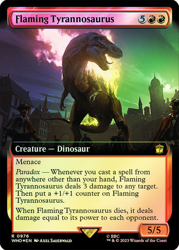 Flaming Tyrannosaurus (who) (976) / Extended Surge Foil