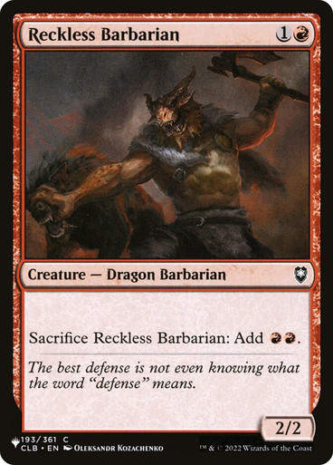 Reckless Barbarian (PLST) (CLB-193)