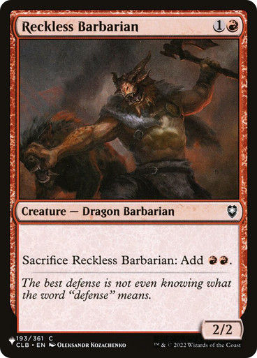Reckless Barbarian (PLST) (CLB-193)