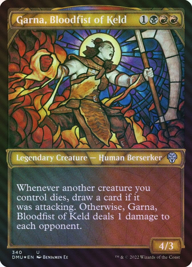 Garna, Bloodfist of Keld (DMU) (340) / Showcase / Textured Foil