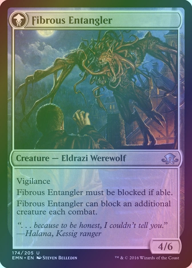 Tangleclaw Werewolf // Fibrous Entangler (EMN) (174) / Foil — cara 2 de 2