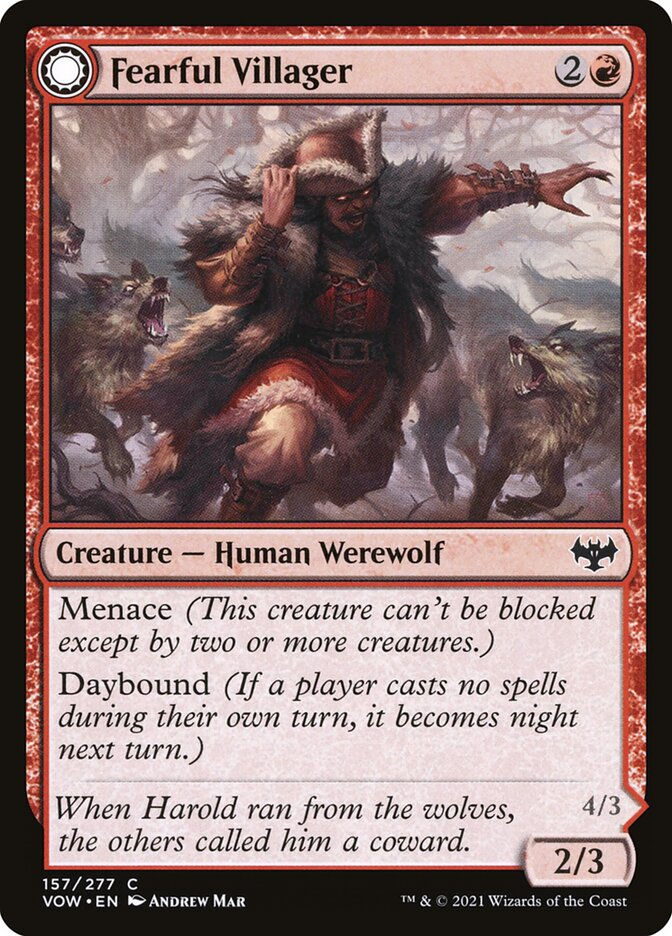 Fearful Villager // Fearsome Werewolf (VOW) (157) — cara 1 de 2