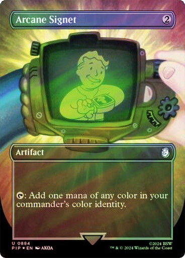 Arcane Signet (pip) (884) / Borderless Surge Foil
