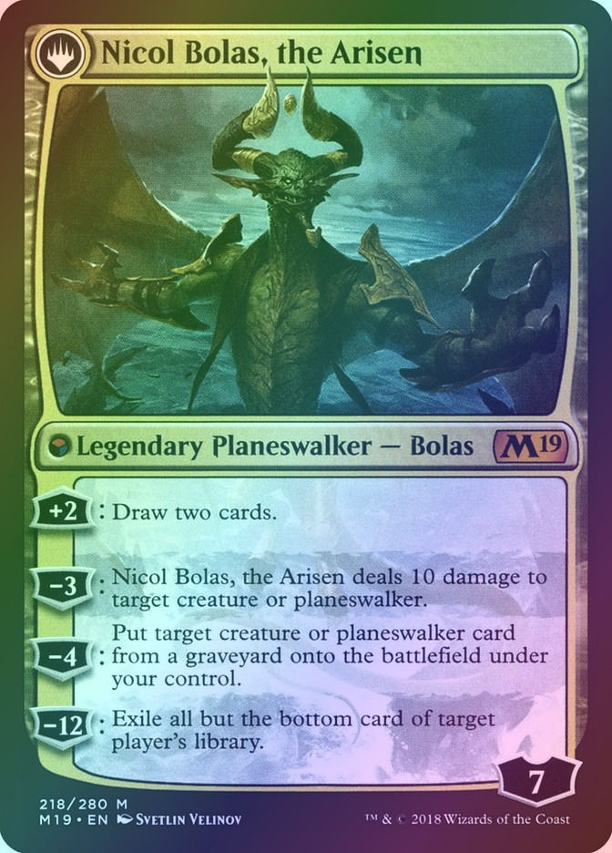 Nicol Bolas, the Ravager // Nicol Bolas, the Arisen (PM19) (218s) / Foil — cara 2 de 2