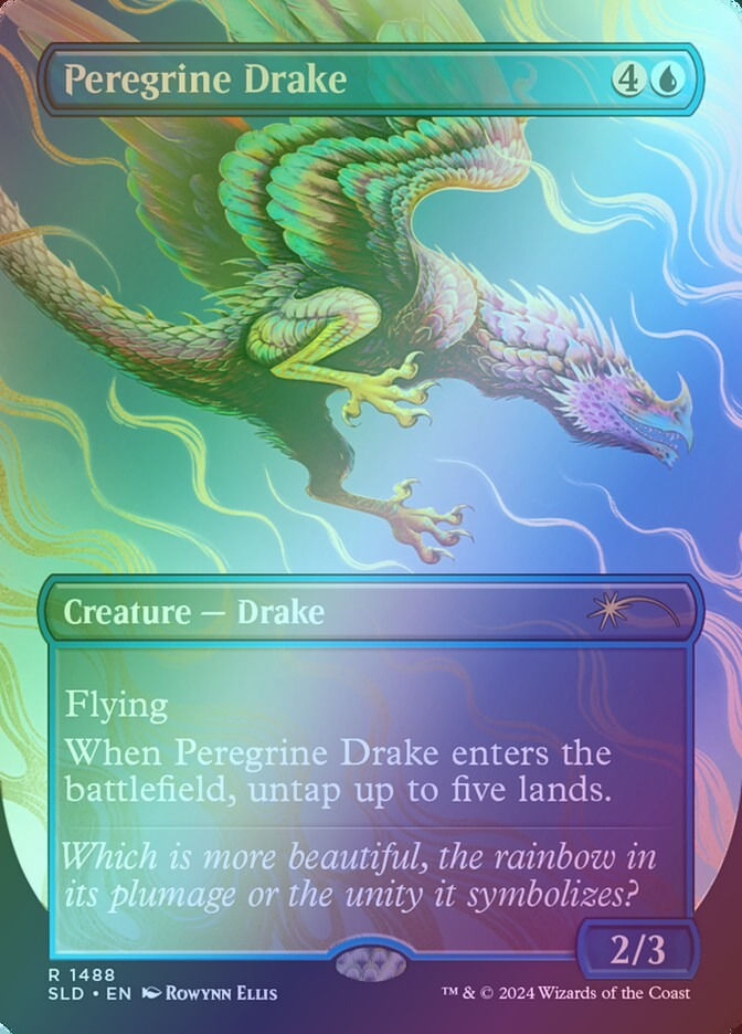 Peregrine Drake (SLD) (1488★) / Borderless / Rainbow Foil