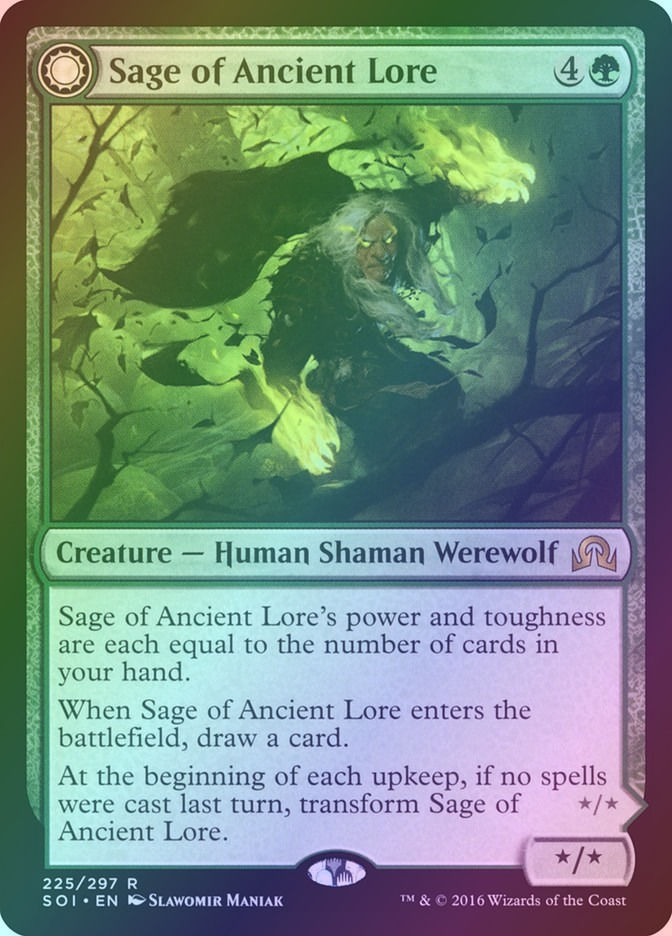 Sage of Ancient Lore // Werewolf of Ancient Hunger (SOI) (225) / Foil — cara 1 de 2