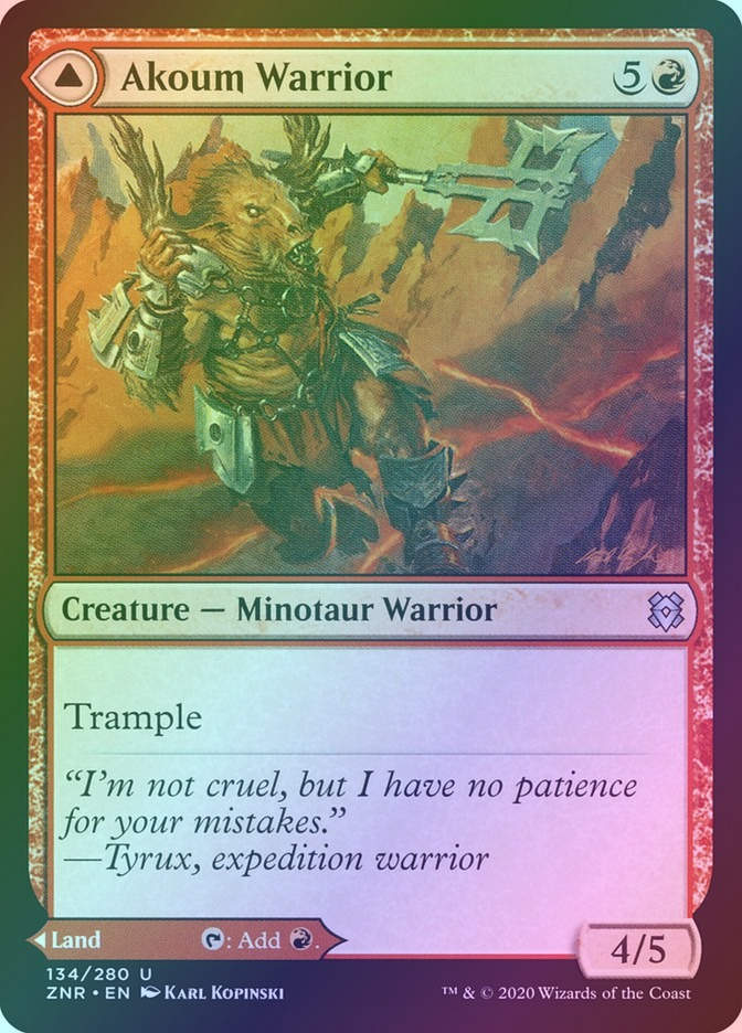 Akoum Warrior // Akoum Teeth (ZNR) (134) / Foil