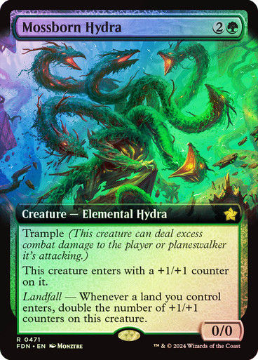 Mossborn Hydra (FDN) (471) / Foil / Extended Art