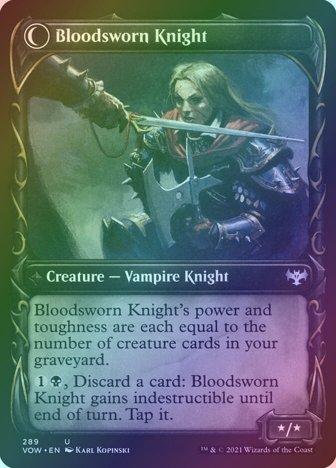Bloodsworn Squire // Bloodsworn Knight (VOW) (289) / Showcase / Foil — cara 2 de 2
