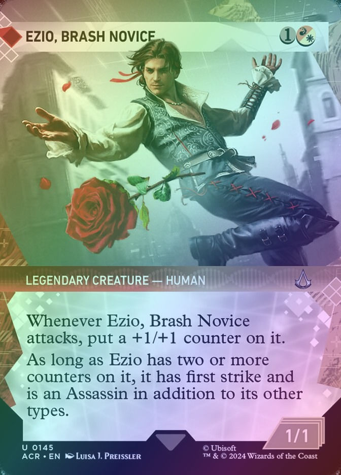 Ezio, Brash Novice (ACR) (145) / Borderless / Showcase / Foil