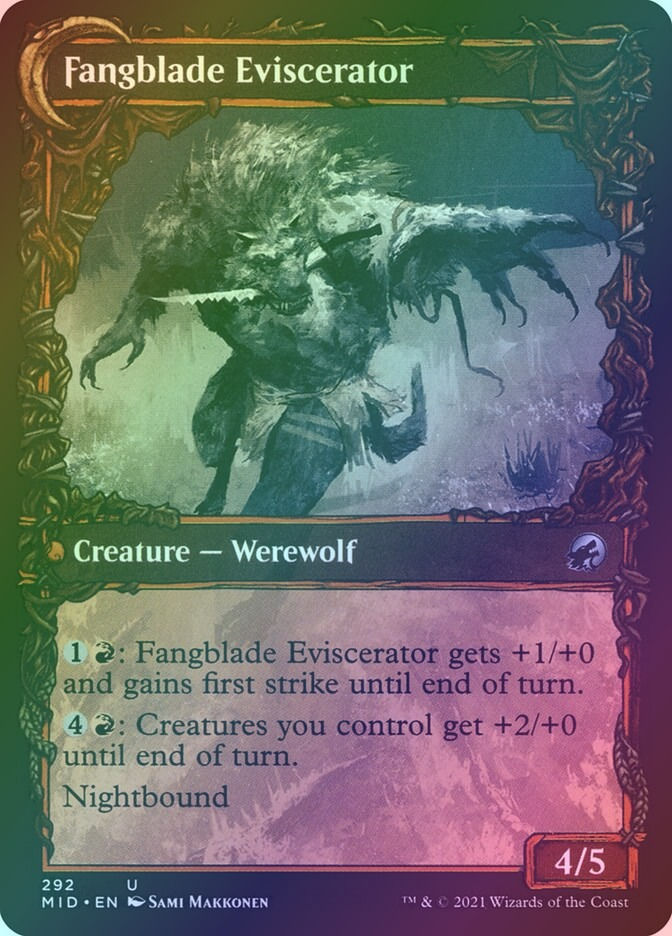 Fangblade Brigand // Fangblade Eviscerator (MID) (292) / Showcase / Foil — cara 2 de 2