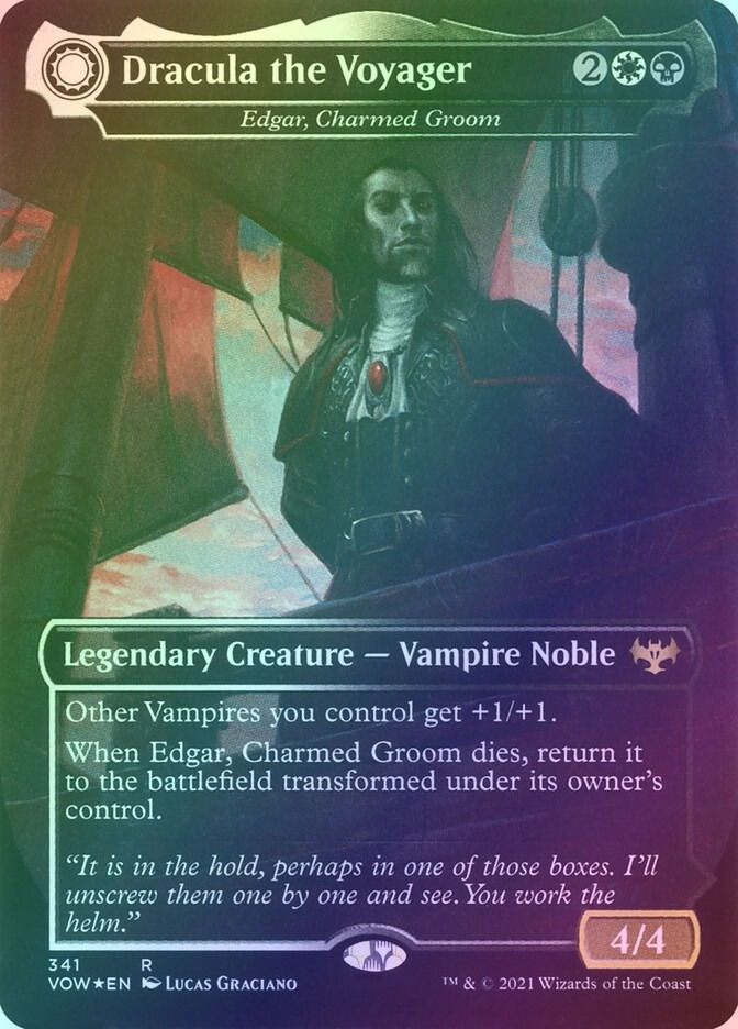 Edgar, Charmed Groom // Edgar Markov's Coffin (VOW) (341) / Borderless / Foil — cara 1 de 2