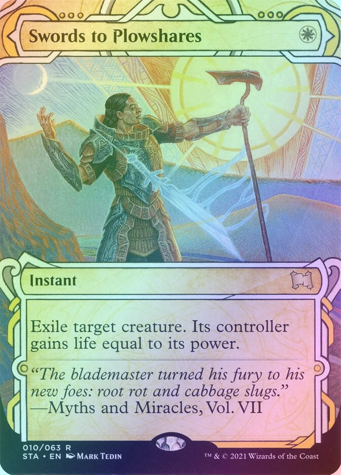 Swords to Plowshares (STA) (10) / Borderless / Showcase / Foil