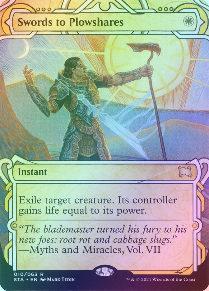 Swords to Plowshares (STA) (10) / Borderless / Showcase / Foil
