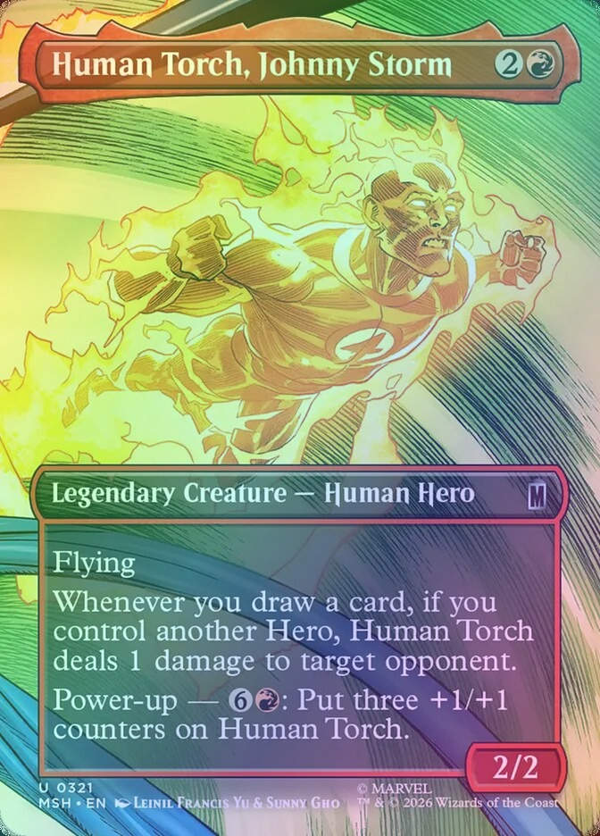 Human Torch, Johnny Storm (MSH) (321) / Borderless / Foil