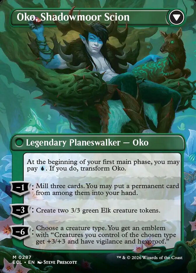 Oko, Lorwyn Liege // Oko, Shadowmoor Scion (ECL) (287) — cara 2 de 2
