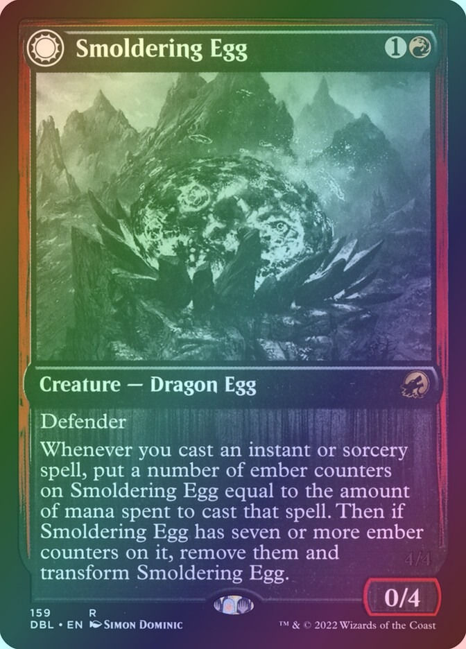 Smoldering Egg // Ashmouth Dragon (DBL) (159) / Foil — cara 1 de 2