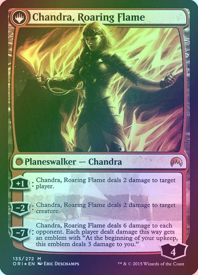 Chandra, Fire of Kaladesh // Chandra, Roaring Flame (PORI) (135s) / Foil — cara 2 de 2