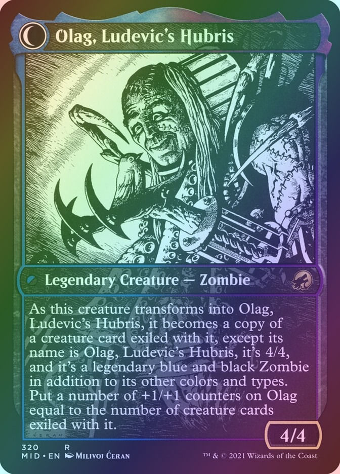 Ludevic, Necrogenius // Olag, Ludevic's Hubris (MID) (320) / Showcase / Foil — cara 2 de 2