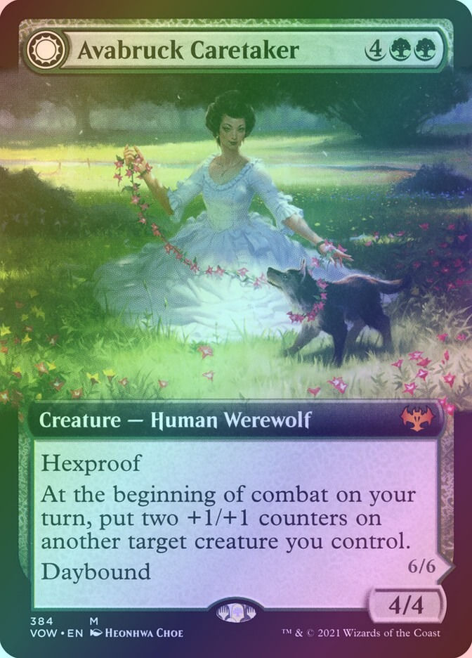 Avabruck Caretaker // Hollowhenge Huntmaster (VOW) (384) / Extended Art / Foil — cara 1 de 2