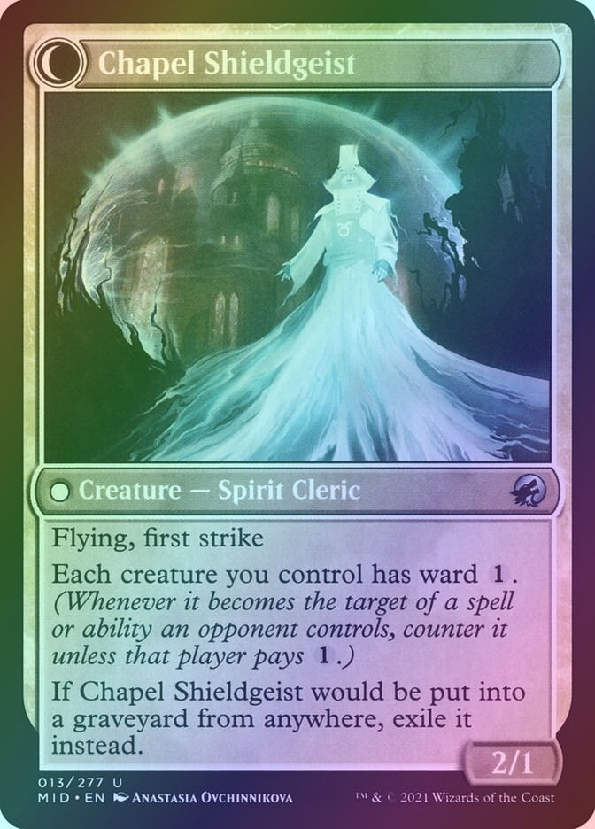 Chaplain of Alms // Chapel Shieldgeist (MID) (13) / Foil — cara 2 de 2