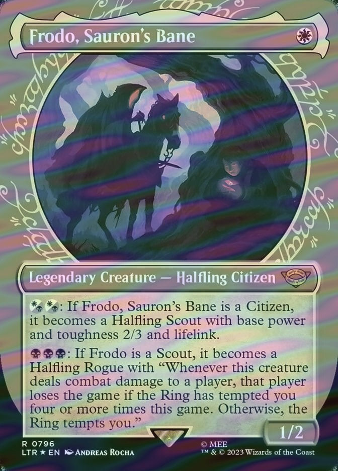 Frodo, Sauron's Bane (LTR) (796) / Borderless / Showcase / Surge Foil