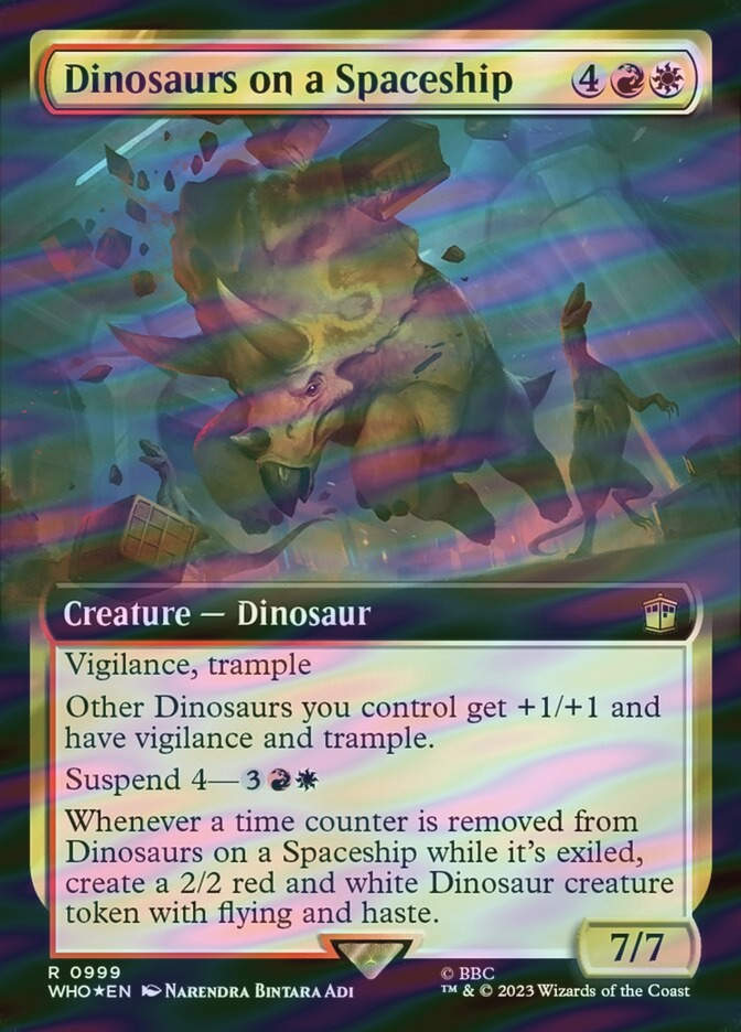 Dinosaurs on a Spaceship (WHO) (999) / Extended Art / Surge Foil