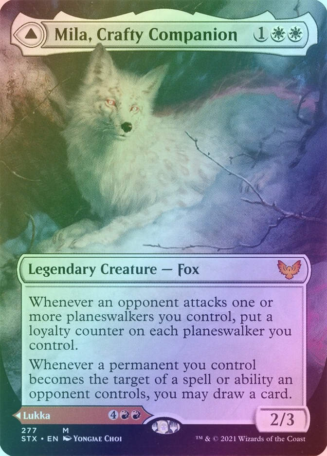 Mila, Crafty Companion // Lukka, Wayward Bonder (STX) (277) / Borderless / Foil