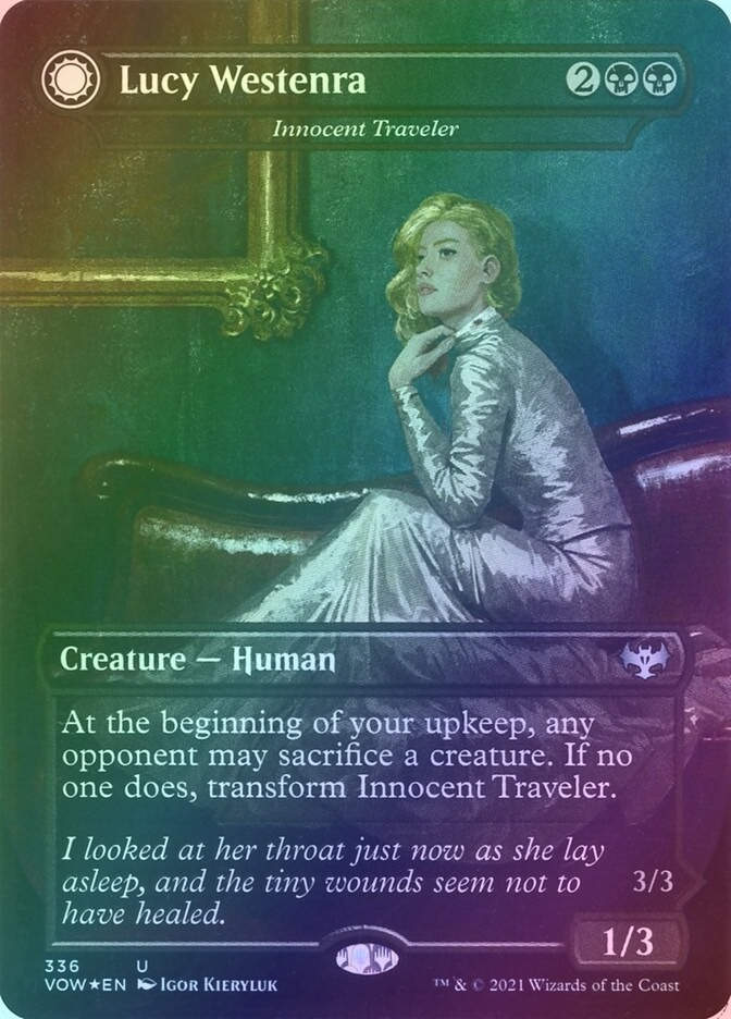 Innocent Traveler // Malicious Invader (VOW) (336) / Borderless / Foil