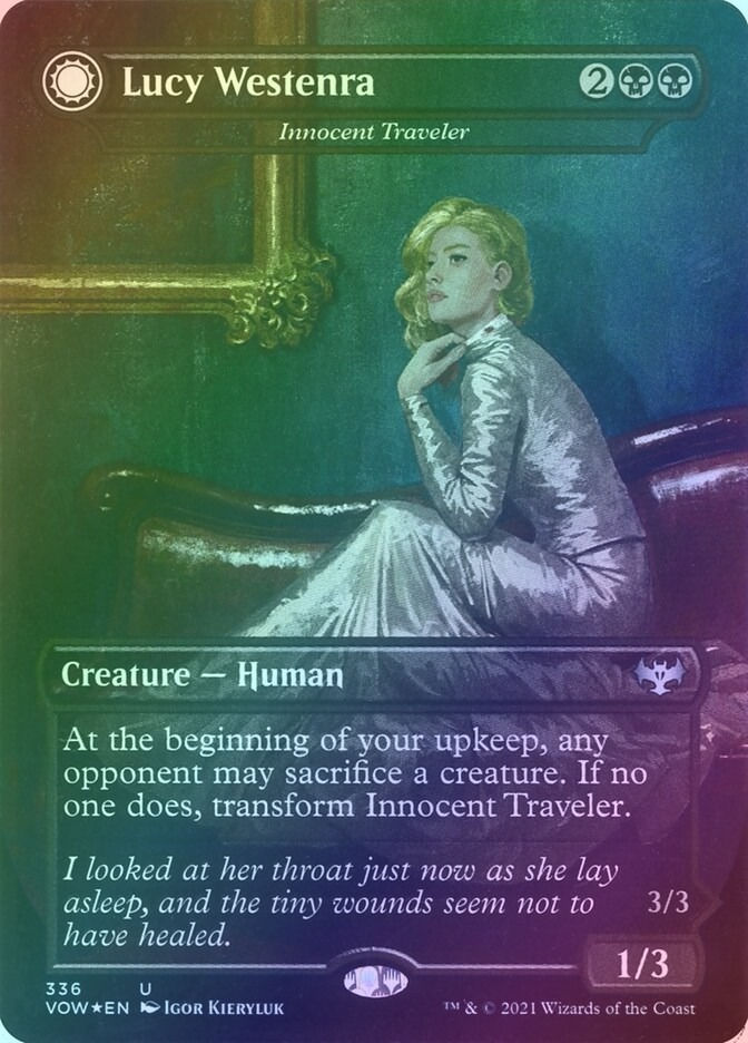 Innocent Traveler // Malicious Invader (VOW) (336) / Borderless / Foil — cara 1 de 2